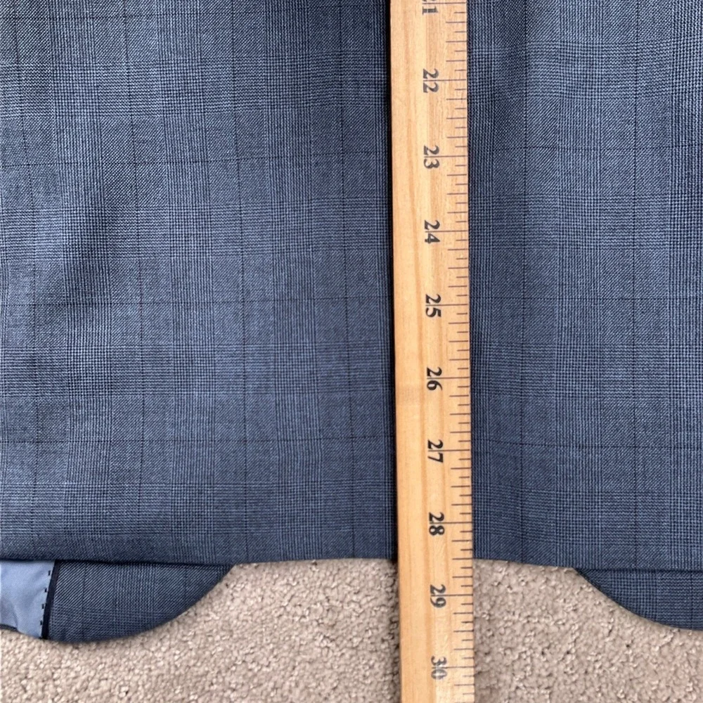 Alberto Cardinali Suit Mens 42S 36W 27L Blue Gray Plaid‎ Slim Fit  Lightweight